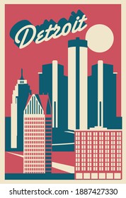 Detroit Michigan Skyline vector illustration