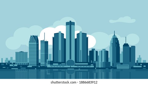Detroit Michigan USA skyline vector illustration