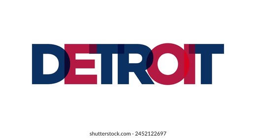 Detroit, Michigan, USA typography slogan design. America logo with graphic city lettering for print and web.