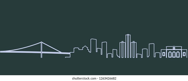 Detroit Single Line Skyline