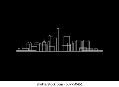 Detroit Skyline Logo Vector