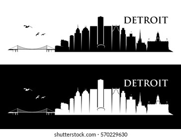 Detroit Skyline, Michigan - Vector Illustration