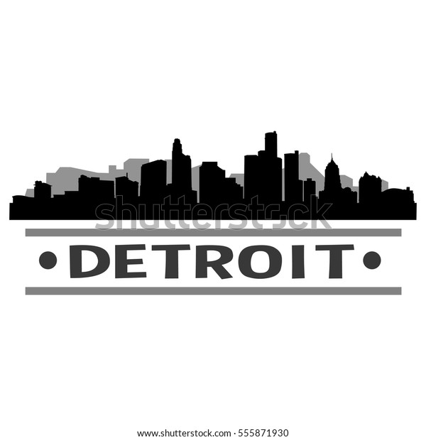 Detroit Skyline Silhouette Cityscape Vector Famous Stock Vector 