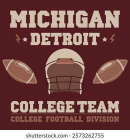 Detroit sport division, college team, legendary champions typography, t-shirt graphics. Vector illustration