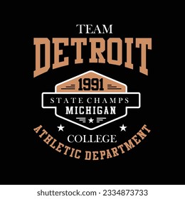 Detroit t-shirt and poster vintage design, graphic typography, vector illustration