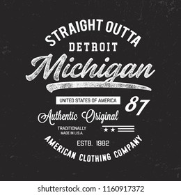 Detroit typography. T-shirt graphic for print and other user. Apparel design,  print, logo, poster. Vector