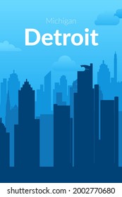 Detroit, USA famous city scape view background. 