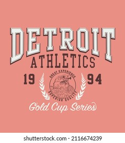 Detroit.Retro college varsity typography california slogan print, vector illustration, for t-shirt graphic.