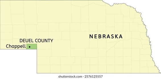 Deuel County and city of Chappell location on Nebraska state map