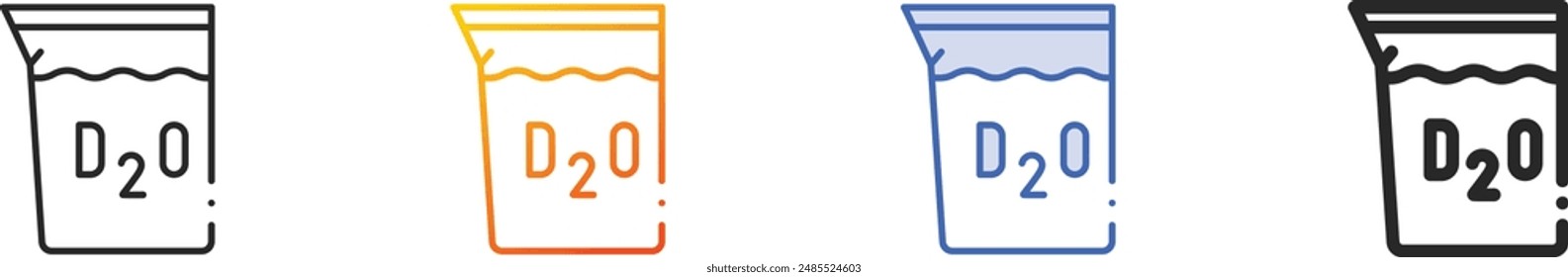 Icono de deuterio.Diseño lineal delgado, degradado, trazo azul y estilo audaz aislado sobre fondo blanco