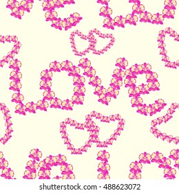 deuterium Orchid seamless pattern in the form of the word love vector illustration