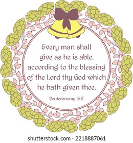 Deuteronomy 16:17 decorated with berries and pine cones frame