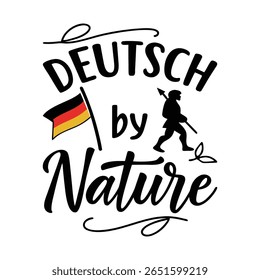 Deutsch by Nature Tipografia T-Shirt Design - Identidade Alemã Citação Camisa