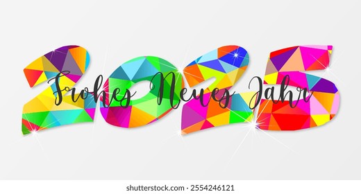 Deutsch Happy new year - best wishes 2025 with colorful number. Perfect vector for poster banner greeting and new year 2025 celebration