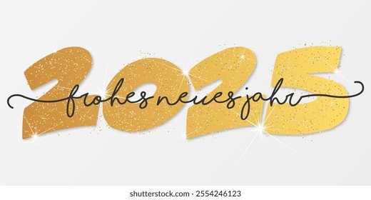 Deutsch Happy new year - best wishes 2025 with colorful number. Perfect vector for poster banner greeting and new year 2025 celebration