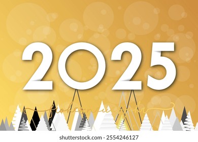 Deutsch Happy new year - best wishes 2025 with colorful number. Perfect vector for poster banner greeting and new year 2025 celebration