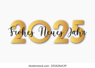 Deutsch Happy new year - best wishes 2025 with colorful number. Perfect vector for poster banner greeting and new year 2025 celebration