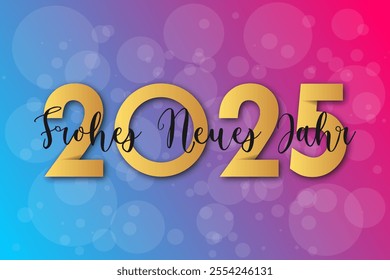 Deutsch Happy new year - best wishes 2025 with colorful number. Perfect vector for poster banner greeting and new year 2025 celebration