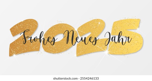 Deutsch Happy new year - best wishes 2025 with colorful number. Perfect vector for poster banner greeting and new year 2025 celebration