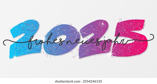 Deutsch Happy new year - best wishes 2025 with colorful number. Perfect vector for poster banner greeting and new year 2025 celebration