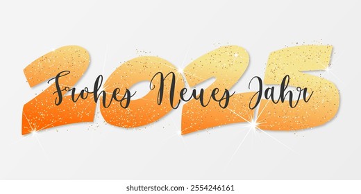 Deutsch Happy new year - best wishes 2025 with colorful number. Perfect vector for poster banner greeting and new year 2025 celebration