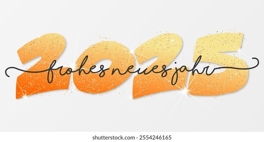 Deutsch Happy new year - best wishes 2025 with colorful number. Perfect vector for poster banner greeting and new year 2025 celebration