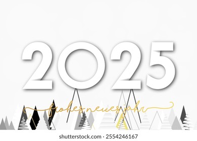 Deutsch Happy new year - best wishes 2025 with colorful number. Perfect vector for poster banner greeting and new year 2025 celebration