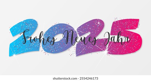 Deutsch Happy new year - best wishes 2025 with colorful number. Perfect vector for poster banner greeting and new year 2025 celebration