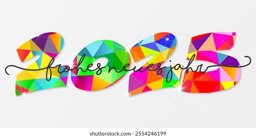 Deutsch Happy new year - best wishes 2025 with colorful number. Perfect vector for poster banner greeting and new year 2025 celebration