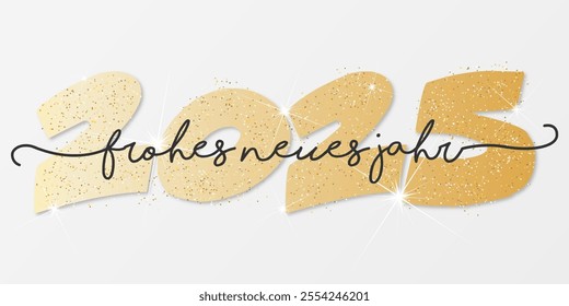 Deutsch Happy new year - best wishes 2025 with colorful number. Perfect vector for poster banner greeting and new year 2025 celebration