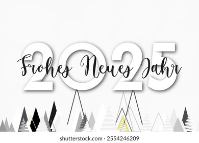 Deutsch Happy new year - best wishes 2025 with colorful number. Perfect vector for poster banner greeting and new year 2025 celebration