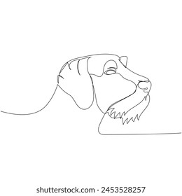 Deutsch Kurzhaar, German Shorthaired Pointer, hunting dog, pointing dog, bird dog one line art. Continuous line drawing of friend, dog, doggy, friendship, care, pet, animal, family, canine.