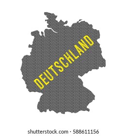 Deutschland country map made up of vector deutschland text