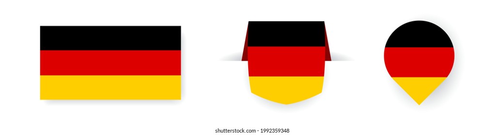 Deutschland flags. Label, point icon and simple flag. Vector illustration