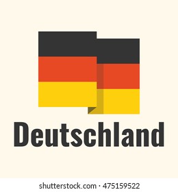 Deutschland with German flag. Flat vector icon design illustration on white background. For tourism theme or for those who learn language.