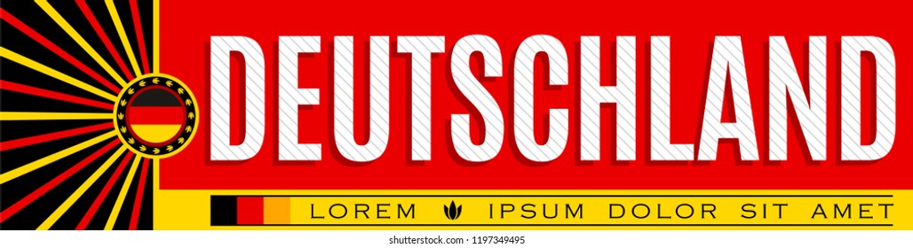 Deutschland patriotic banner design, typographic vector illustration, german flag colors