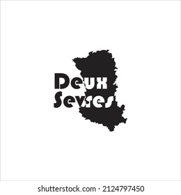 Deux Sevres Map And Black Lettering Design On White Background