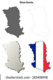 Deux-Sevres (Poitou-Charentes) outline map set