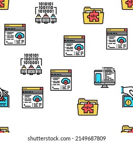 Dev Code Occupation Vector Seamless Pattern Thin Line Illustration