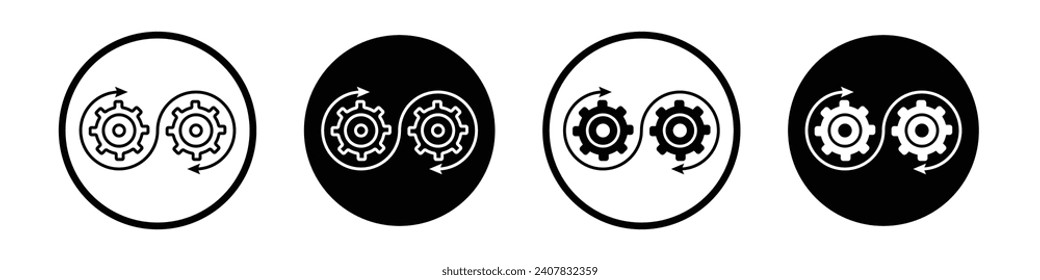 Juego de iconos de Est. devops el símbolo vector de software de operación en estilo relleno y delineado negro.