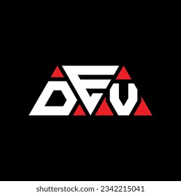 DEV triangle letter logo design with triangle shape. DEV triangle logo design monogram. DEV triangle vector logo template with red color. DEV triangular logo Simple, Elegant, and Luxurious design.