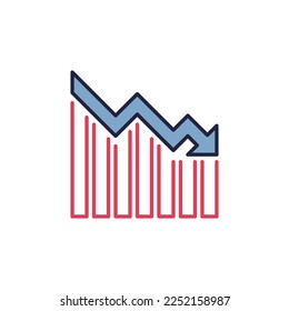 Devaluation Falling Chart vector Recession concept colored icon or sign