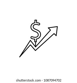 Devaluation and inflation. Currency growth vector icon on white background