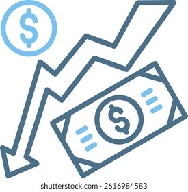 Devaluation Line Two Colour Icon