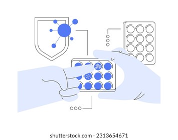 Develop antiviral treatment abstract concept vector illustration. Lab worker developing vaccine against Covid19, medical research, microbiology and virology, antiviral treatment abstract metaphor.
