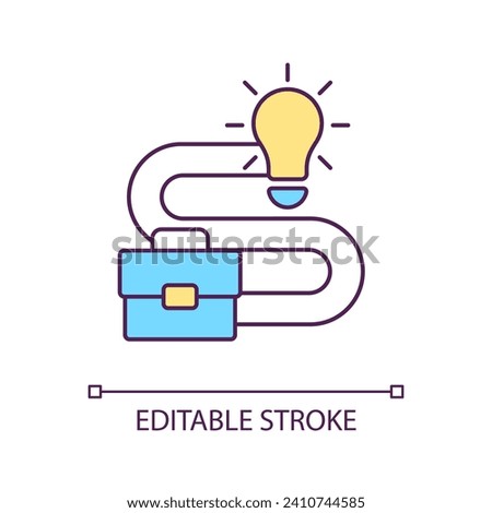 Develop business idea RGB color icon. Innovative entrepreneurship. Setting reachable goal. Establish plan. Isolated vector illustration. Simple filled line drawing. Editable stroke. Arial font used