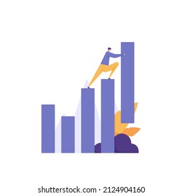 develop business, increase sales or investment profit, growth and increase in company profits, increase in salary and income. businessmen trying to increase traffic data. flat cartoon illustration
