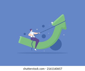 develop business, increase sales or investment profit, growth and increase in company profits, increase in salary and income. businessmen trying to increase data traffic. flat cartoon illustration