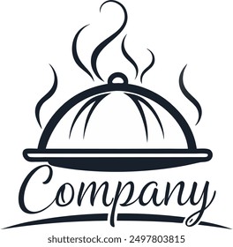 Develop a distinctive and refined logo featuring a gourmet cloche with steam lines