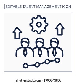 Develop Employees Line Icon. Professional Training To Improve Skills And Grow Knowledge With Employer Support. Talent Management Concept. Isolated Vector Illustration. Editable Stroke